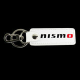 NISSAN NISMO 1 pc White Leather Rectangle Key Fob Keyring Keychain Tag Lanyard Holder Clip New