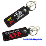 STi Impreza WRX STI BRZ Forester Crosstrek Legacy Outback 1 pc Black Leather Rectangle Key Fob Keyring Keychain Tag Lanyard Holder Clip New