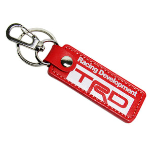 Toyota TRD 1 pc Red Leather Rectangle Key Fob Keyring Keychain Tag Lanyard Holder Clip New