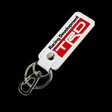 Toyota TRD 1 pc White Leather Rectangle Key Fob Keyring Keychain Tag Lanyard Holder Clip New