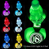 For LEXUS Switchable 7 Color LED Cup Holder Car Button Mat Atmosphere Light 2PCS