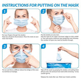 50 PCS Face Mask Non Medical Surgical Disposable 3Ply Earloop Mouth Cover - Blue (with Box)