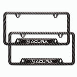 2PCS New For ACURA Black Carbon Fiber Metal License Plate Frame MDX RDX TSX TL
