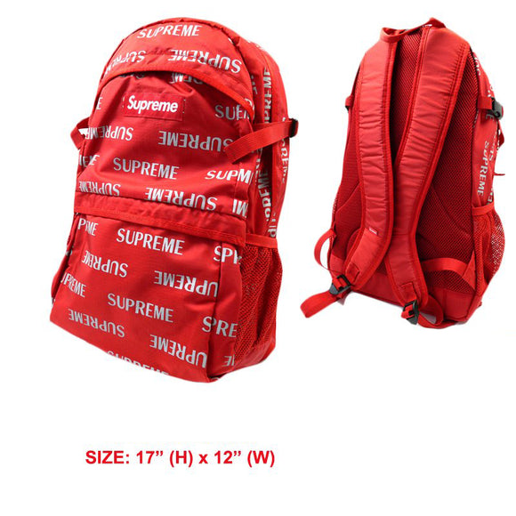 Red Supreme3M Logo Unisex High Quality Travel Sport Laptop Backpack School Bag