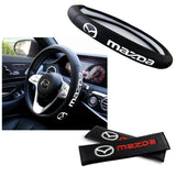 Mazda MazdaSpeed Set of Car 15" Steering Wheel Cover Quality Leather with Seat Belt Covers