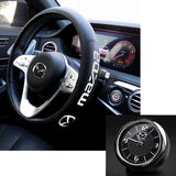 MAZDA MazdaSpeed Set of Car 15" Steering Wheel Cover Quality Leather with Exquisite Clock