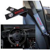 Buick Set of Car 15" Steering Wheel Cover Carbon Fiber Style Leather with Seat Belt Covers