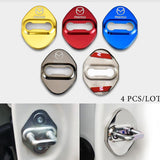 Silver Mazda Stainless Steel Door Lock Door Striker Buckle Lock Protective Cover Set - 4 pcs
