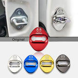 Red Mazda Stainless Steel Door Lock Door Striker Buckle Lock Protective Cover Set - 4 pcs