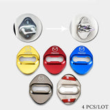 Silver Mazda Stainless Steel Door Lock Door Striker Buckle Lock Protective Cover Set - 4 pcs