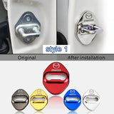 Silver Mazda Stainless Steel Door Lock Door Striker Buckle Lock Protective Cover Set - 4 pcs