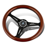 NEW NARDI CLASSIC 350MM STEERING WHEEL MAHOGANY WOOD with BLACK SPOKE F Style