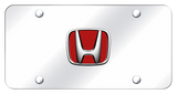 For HONDA Front 3D Mirror Stainless Steel License Plate Frame with Chrome Caps