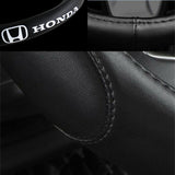 HONDA Set Black 15" Diameter Car Auto Steering Wheel Cover Quality Leather with Center Console Armrest Cushion Mat Pad Cover