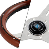 NEW NARDI CLASSIC 350MM STEERING WHEEL MAHOGANY WOOD with POLISHED SPOKE H Style