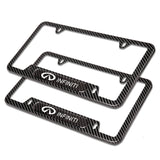 2PCS For Nissan INFINITI Black Carbon Metal Stainless Plated License Plate Frame