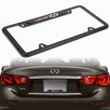 2PCS For Nissan INFINITI Black Carbon Metal Stainless Plated License Plate Frame