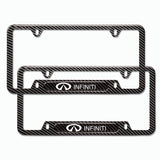 2PCS For Nissan INFINITI Black Carbon Metal Stainless Plated License Plate Frame