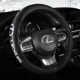 LEXUS Set Black 15" Diameter Car Auto Steering Wheel Cover Quality Leather with Center Console Armrest Cushion Mat Pad Cover