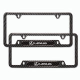 2PCS For Lexus Black Carbon Fiber Stainless Steel  License Plate Frame Black New