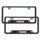 For 2PCS MAZDA 3 6 Black License Plate Frame Stainless Steel Metal Carbon Fiber