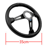 Black Line 350mm MOMO Racing Steering Wheel Microfiber Leather with MOMO Horn Button