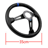 Blue Line 350mm MOMO Racing Deep Dish Steering Wheel Microfiber Leather For Red Black momo hub