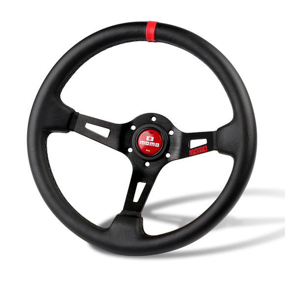 Red Line 350mm MOMO Racing Steering Wheel Microfiber Leather with MOMO Horn Button