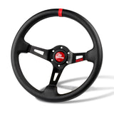 Red Line 350mm MOMO Racing Steering Wheel Microfiber Leather with MOMO Horn Button