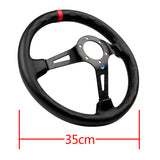 Red Line 350mm MOMO Racing Deep Dish Steering Wheel Microfiber Leather For Silver Grey momo hub
