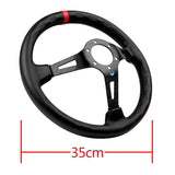 Red Line 350mm MOMO Racing Steering Wheel Microfiber Leather with MOMO Horn Button