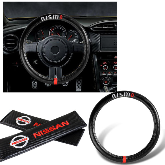 NISMO Logo Carbon Fiber Texture Black Leather Key Chain – IPick Image