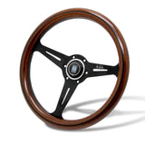 NEW NARDI CLASSIC 350MM STEERING WHEEL MAHOGANY WOOD with BLACK SPOKE N Style