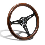 NEW NARDI CLASSIC 350MM STEERING WHEEL MAHOGANY WOOD with BLACK SPOKE N Style