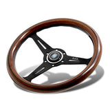 NEW NARDI CLASSIC 350MM STEERING WHEEL MAHOGANY WOOD with BLACK SPOKE N Style
