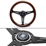 NEW NARDI CLASSIC 350MM STEERING WHEEL MAHOGANY WOOD with BLACK SPOKE N Style