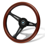 NEW NARDI CLASSIC 350MM STEERING WHEEL MAHOGANY WOOD with BLACK SPOKE Q Style
