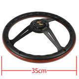 NEW NARDI CLASSIC 350MM STEERING WHEEL MAHOGANY WOOD with BLACK SPOKE Q Style