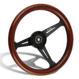 NEW NARDI CLASSIC 350MM STEERING WHEEL MAHOGANY WOOD with BLACK SPOKE Q Style
