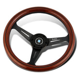 NEW NARDI CLASSIC 350MM STEERING WHEEL MAHOGANY WOOD with BLACK SPOKE Q Style
