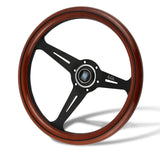 NEW NARDI CLASSIC 350MM STEERING WHEEL MAHOGANY WOOD with BLACK SPOKE R Style
