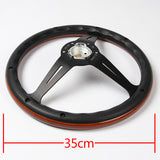 NEW NARDI CLASSIC 350MM STEERING WHEEL MAHOGANY WOOD with BLACK SPOKE R Style