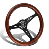NEW NARDI CLASSIC 350MM STEERING WHEEL MAHOGANY WOOD with BLACK SPOKE R Style
