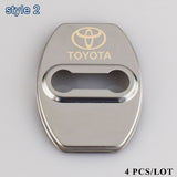 Silver TOYOTA Stainless Steel Door Lock Door Striker Cover Set - 4 pcs