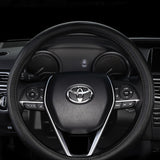 Toyota Set Genuine Leather Black 15" Diameter Car Auto Steering Wheel Cover with 3D Metal Emblems