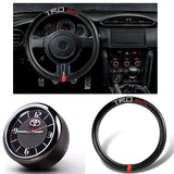 TOYOTA TRD Sports Set of Car 15" Steering Wheel Cover Carbon Fiber Look Leather with Exquisite Clock
