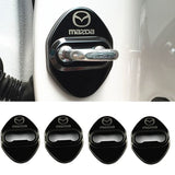 Black Mazda Stainless Steel Door Lock Door Striker Buckle Lock Protective Cover Set - 4 pcs
