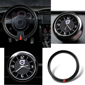 VOLVO Set of Car 15" Steering Wheel Cover Carbon Fiber Look Leather with Exquisite Clock