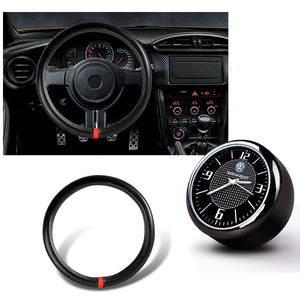 VOLKSWAGEN VW Set of Car 15" Steering Wheel Cover Carbon Fiber Look Leather with Exquisite Clock