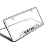 2PCS For ACURA Silver Metal Stainless Steel License Plate Frame MDX RDX TSX TL